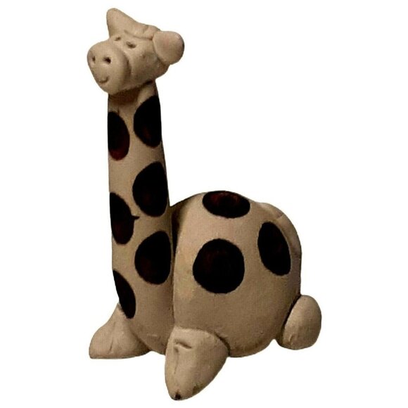 Hand Sculpted Miniature Giraffe Clay Sculpted Spotted 2.4" Animal Collector Gift - Picture 1 of 7